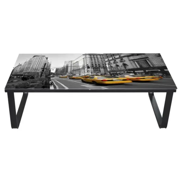 Ristkülikukujuline diivanilaud pildiga karastatud klaasplaadiga, must metallraam, 90 x 45 x 32 cm – 3