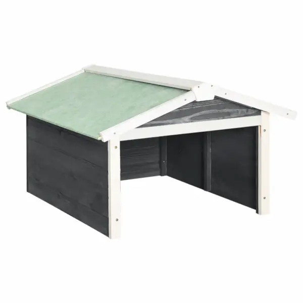 Robotniiduki garaaž kuusepuidust, hall-valge, 72 x 87 x 50 cm – 2