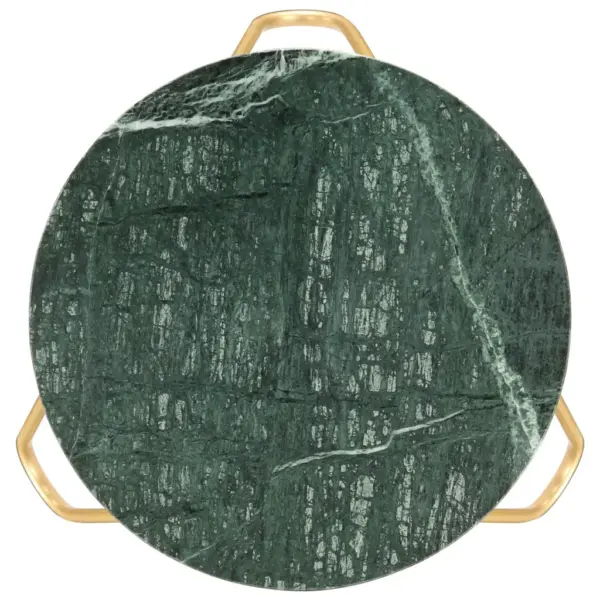 Roheline kohvilaud marmori tekstuuriga kiviplaadiga, messingi tooni metallraamiga, 40 x 40 x 40 cm - 2