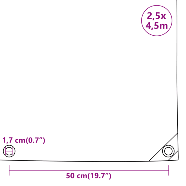 Veekindel PVC present metallist aasadega, roheline, 2,5 x 4,5 m, 650 g/m² - 9