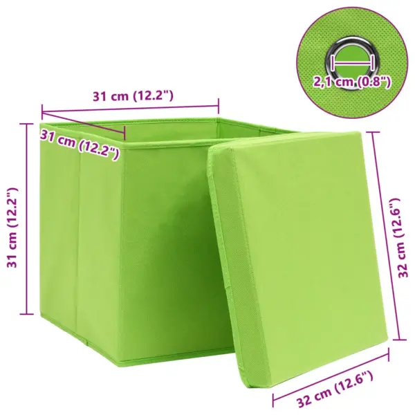 Kokkupandavad hoiukastid kaantega, 4 tk, roheline, 32 x 32 x 32 cm – 6