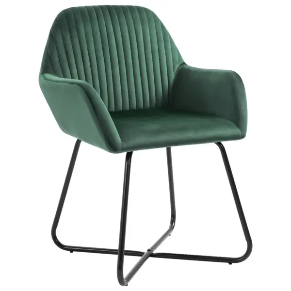 Sametist söögitoolid käetugedega, 4 tk, roheline, pulbervärvitud terasjalad, 61 x 61 x 84 cm – 2
