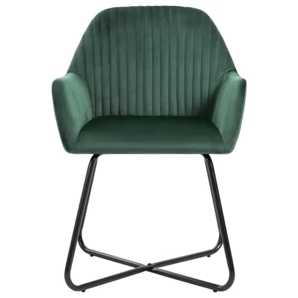 Sametist söögitoolid käetugedega, 4 tk, roheline, pulbervärvitud terasjalad, 61 x 61 x 84 cm – 3