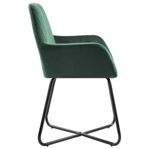 Sametist söögitoolid käetugedega, 4 tk, roheline, pulbervärvitud terasjalad, 61 x 61 x 84 cm – 4