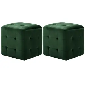 Rohelised sametist tumbad, 2 tk, 30 x 30 x 30 cm, puidust raamiga