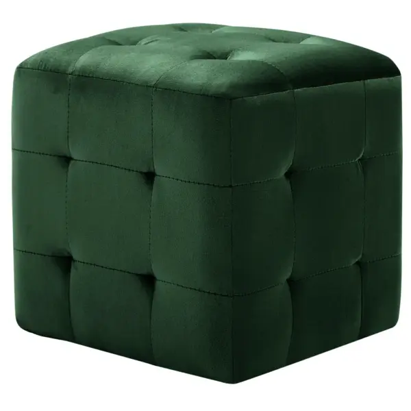 Rohelised sametkangast tumbad, 2 tk, puidust raamiga, 30 x 30 x 30 cm – 2