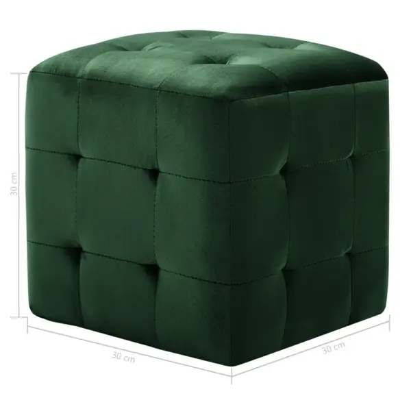 Rohelised sametkangast tumbad, 2 tk, puidust raamiga, 30 x 30 x 30 cm – 6