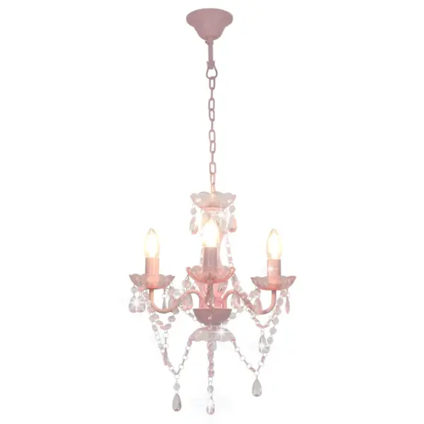 Roosa helmestega lühter, 3 x E14, 36 x 42 cm – 2