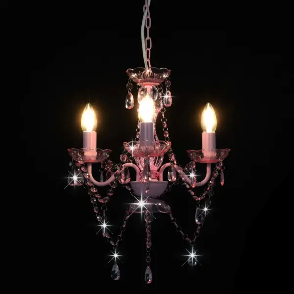 Roosa helmestega lühter, 3 x E14, 36 x 42 cm – 4