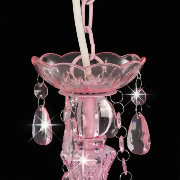 Roosa helmestega lühter, 3 x E14, 36 x 42 cm – 5