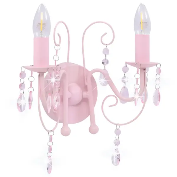Roosa helmestega seinalamp, 2 x E14, metall ja akrüül, 29,5 x 29 cm – 2