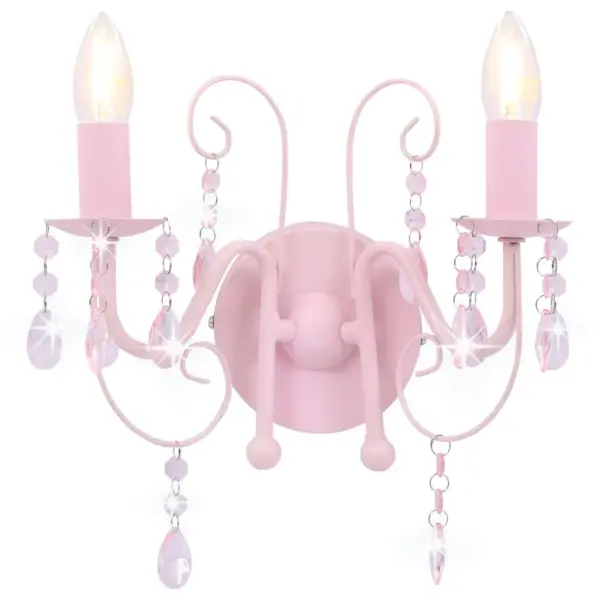 Roosa helmestega seinalamp, 2 x E14, metall ja akrüül, 29,5 x 29 cm – 3