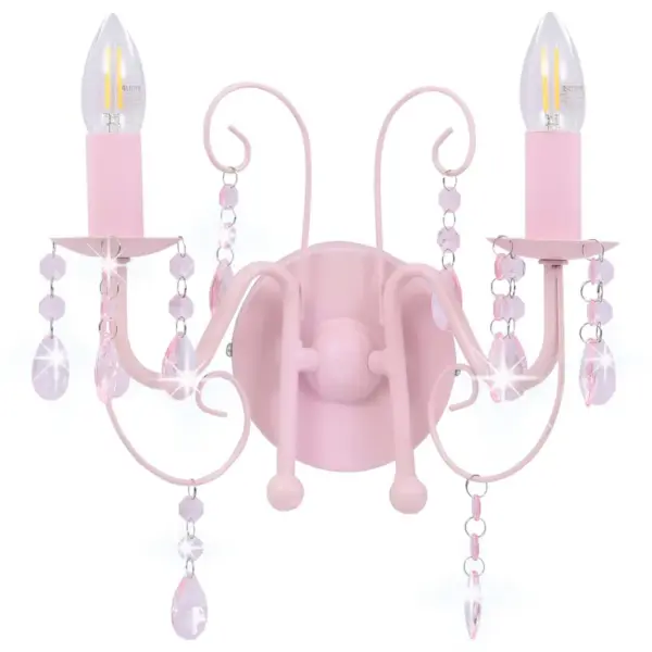 Roosa helmestega seinalamp, 2 x E14, metall ja akrüül, 29,5 x 29 cm – 4