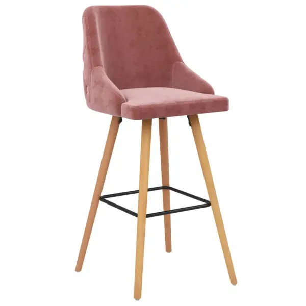 Roosad sametist baaritoolid seljatoe ja jalatoega, 2 tk, 48 x 55 x 106 cm – 2