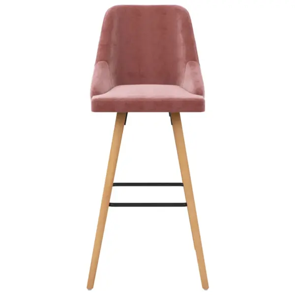Roosad sametist baaritoolid seljatoe ja jalatoega, 2 tk, 48 x 55 x 106 cm – 3
