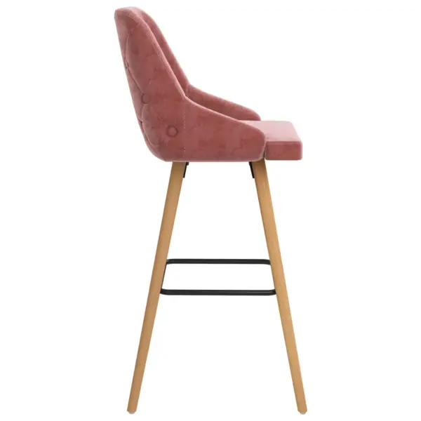 Roosad sametist baaritoolid seljatoe ja jalatoega, 2 tk, 48 x 55 x 106 cm – 4