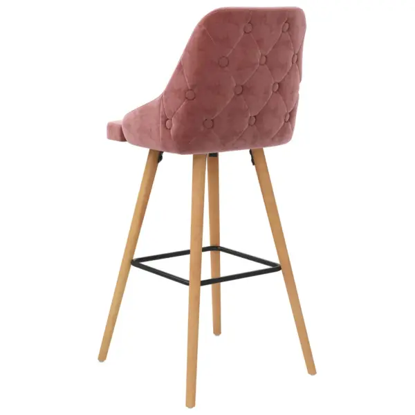Roosad sametist baaritoolid seljatoe ja jalatoega, 2 tk, 48 x 55 x 106 cm – 5