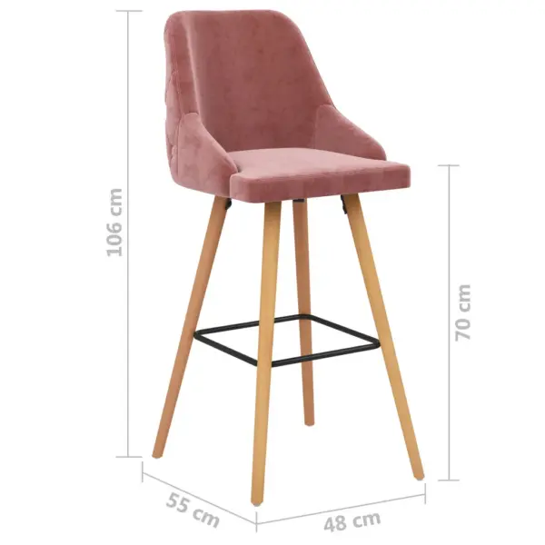 Roosad sametist baaritoolid seljatoe ja jalatoega, 2 tk, 48 x 55 x 106 cm – 7