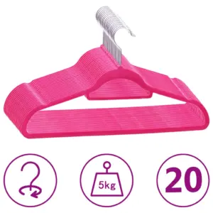 Libisemiskindlad roosad sametist riidepuud, 20 tk