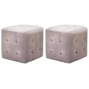Sametkangast ruudukujulised tumbad jalatoeks, 2 tk, roosa, 30 x 30 x 30 cm