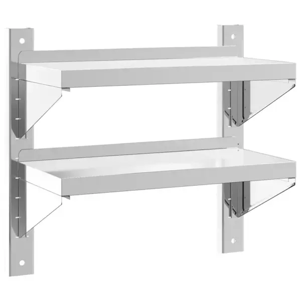 2-korruseline seinariiul tõstetud servadega, hõbedane roostevaba teras, 50 x 23,5 x 48 cm – 2
