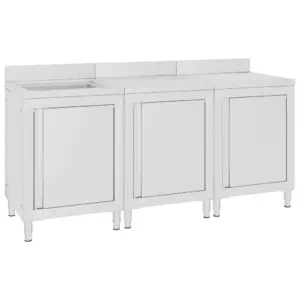 Kommertsköögi valamukomplekt nõrutuskapiga, roostevaba teras, 180 x 60 x 96 cm