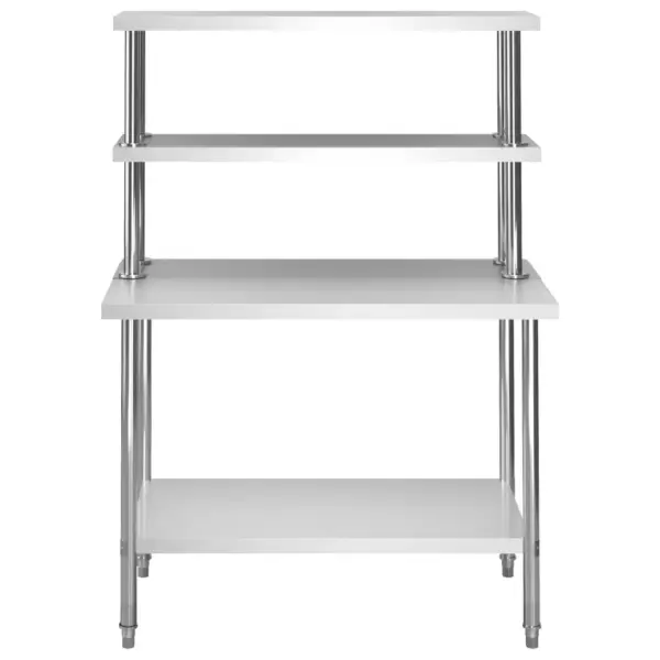 Roostevabast terasest köögi töölaud riiulitega, reguleeritavate jalgadega, 120 x 60 x 150 cm – 3