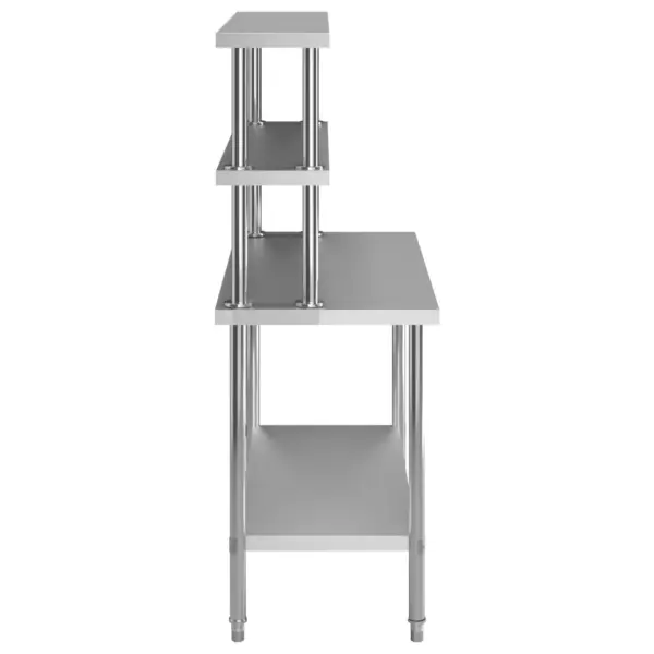 Roostevabast terasest köögi töölaud riiulitega, reguleeritavate jalgadega, 120 x 60 x 150 cm – 4