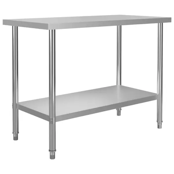 Roostevabast terasest köögi töölaud riiulitega, reguleeritavate jalgadega, 120 x 60 x 150 cm – 5