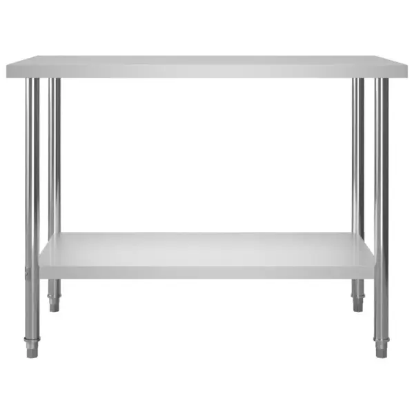 Roostevabast terasest köögi töölaud riiulitega, reguleeritavate jalgadega, 120 x 60 x 150 cm – 6