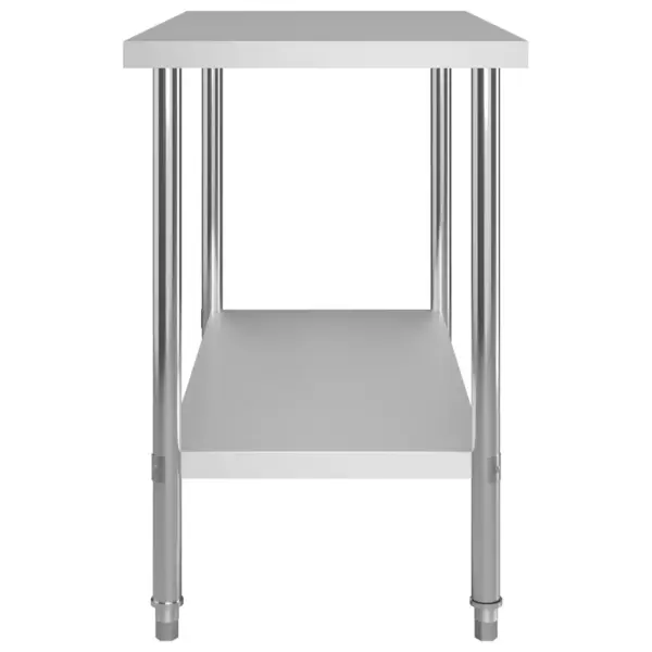 Roostevabast terasest köögi töölaud riiulitega, reguleeritavate jalgadega, 120 x 60 x 150 cm – 7