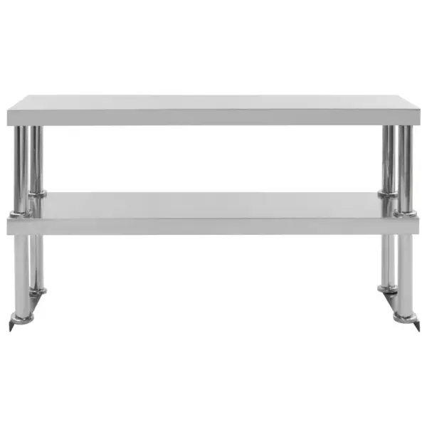 Roostevabast terasest köögi töölaud riiulitega, reguleeritavate jalgadega, 120 x 60 x 150 cm – 9
