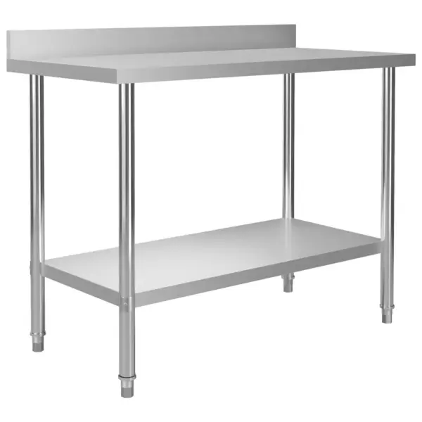Köögitöölaud pritsmekaitse ja riiulitega, roostevaba teras, 120 x 60 x 120 cm – 5