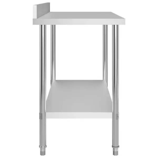 Köögitöölaud pritsmekaitse ja riiulitega, roostevaba teras, 120 x 60 x 120 cm – 7