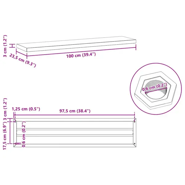 Roostevabast terasest seinariiulid, 2 tk, hõbedane, 100 x 23,5 cm – 10
