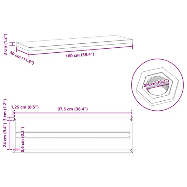 Roostevabast terasest seinariiulid 2 tk, must, 100 x 30 cm, 50 kg kandevõimega - 10