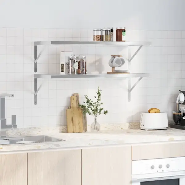 Seinariiulite komplekt, 2 tk, 100 x 40 cm, hõbedane harjatud roostevaba teras, kandevõime 50 kg – 3