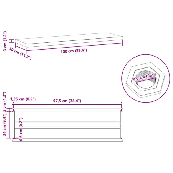 Roostevabast terasest seinariiulid, 2 tk, hõbedane, 100 x 30 cm – 10