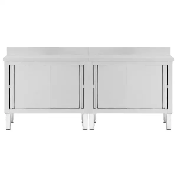 Töölauad liugustega, panipaigaga, roostevaba teras, 2 tk, 200 x 50 x (95–97) cm – 4