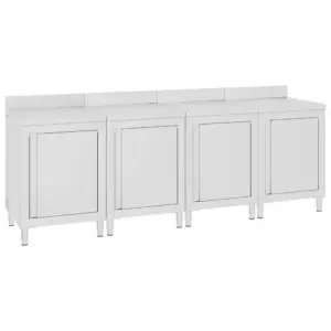Roostevabast terasest töölaud kapiga, 4 osa, 240 x 60 x 95–96 cm, 10 cm tagapinnaga
