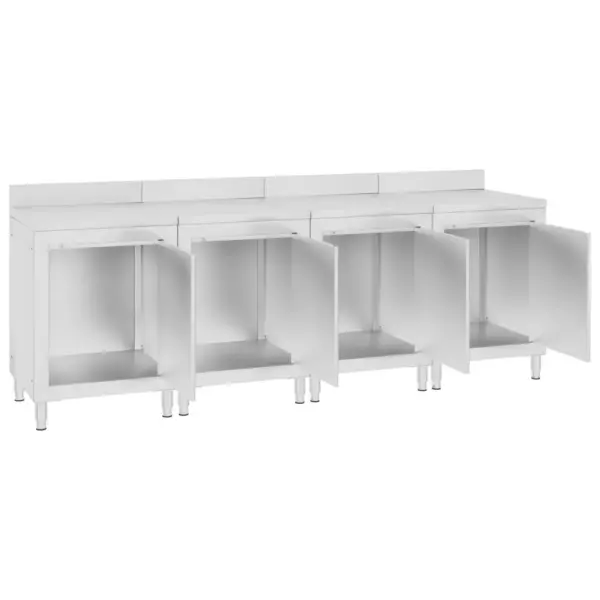 Roostevabast terasest töölaud kapiga, 4 osa, 240 x 60 x 95–96 cm, 10 cm tagapinnaga – 2