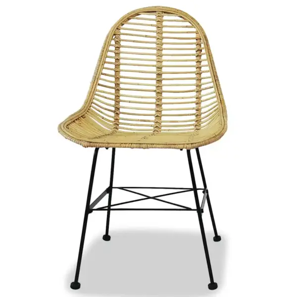 Rotangist söögitoolid sepistatud rauast jalgadega, 2 tk, beež, 48 x 61 x 85 cm – 2