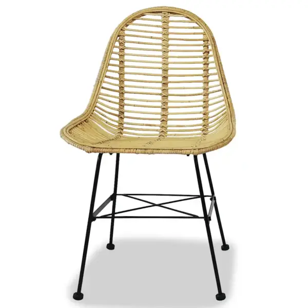 Rotangist söögitoolid sepistatud rauast jalgadel, 4 tk, beež, 48 x 61 x 85 cm – 2