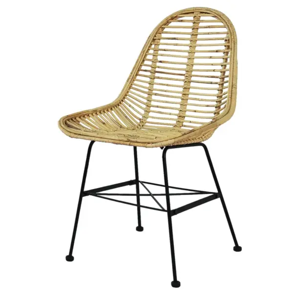 Koloniaalstiilis rotangist söögitoolid sepistatud rauast jalgadega, 6 tk, beež, 49 x 56 x 84 cm – 2