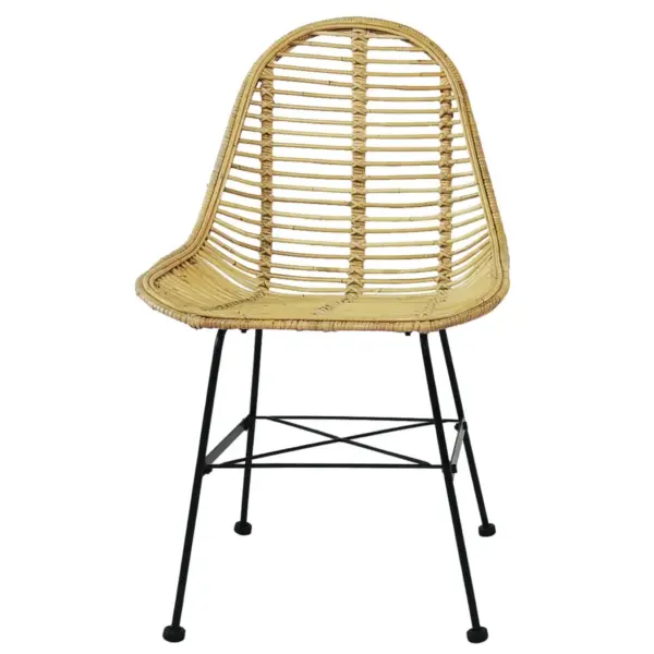 Koloniaalstiilis rotangist söögitoolid sepistatud rauast jalgadega, 6 tk, beež, 49 x 56 x 84 cm – 3