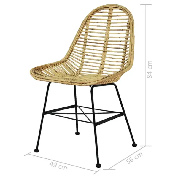 Koloniaalstiilis rotangist söögitoolid sepistatud rauast jalgadega, 6 tk, beež, 49 x 56 x 84 cm – 5