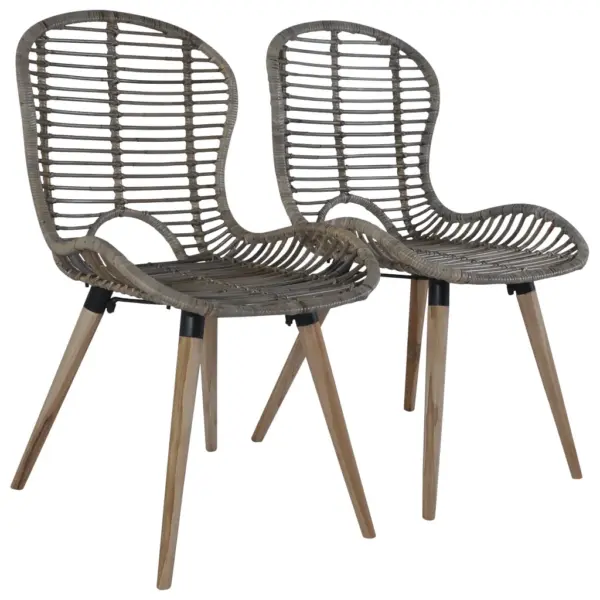 Naturaalset rotangist söögitoolid puidust jalgadega, pruun, 4 tk, 48 x 64 x 85 cm – 2