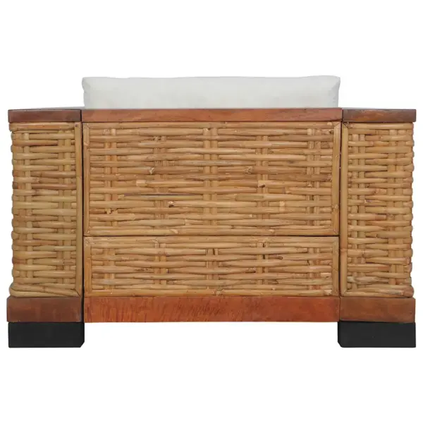 Pruun tugitool patjadega, naturaalne rotang ja mangopuit, 94 x 78 x 56 cm – 3
