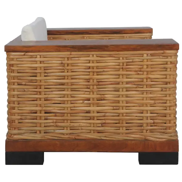 Pruun tugitool patjadega, naturaalne rotang ja mangopuit, 94 x 78 x 56 cm – 4