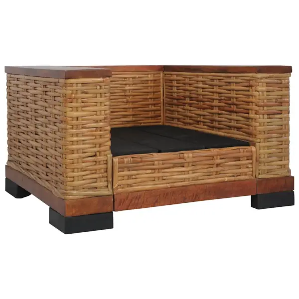 Pruun tugitool patjadega, naturaalne rotang ja mangopuit, 94 x 78 x 56 cm – 5